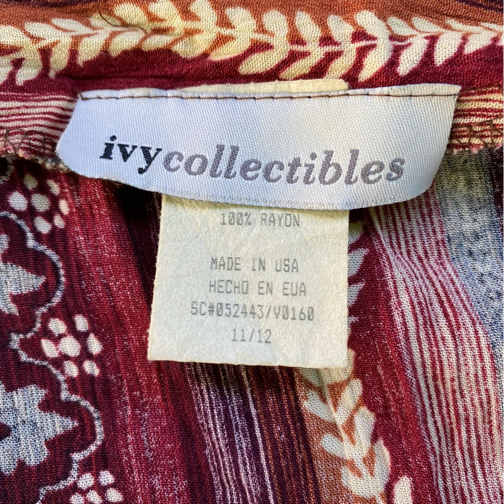 Sleeveless boho tank top blouse, earthy colors, flowy hippie style, size Medium - Picture 6 of 9